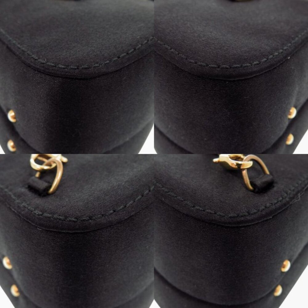 Gucci Horsebit Backpack Satin Rhinestone Black Mini Bag Black 0837 - Picture 3 of 8